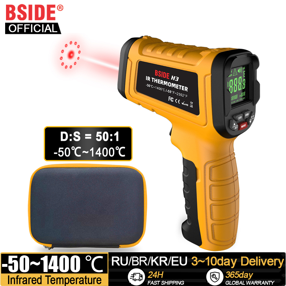 Industrial Laser Temperature Sensor - BSIDE -50~1400C Infrared Thermometer Professional 50:1