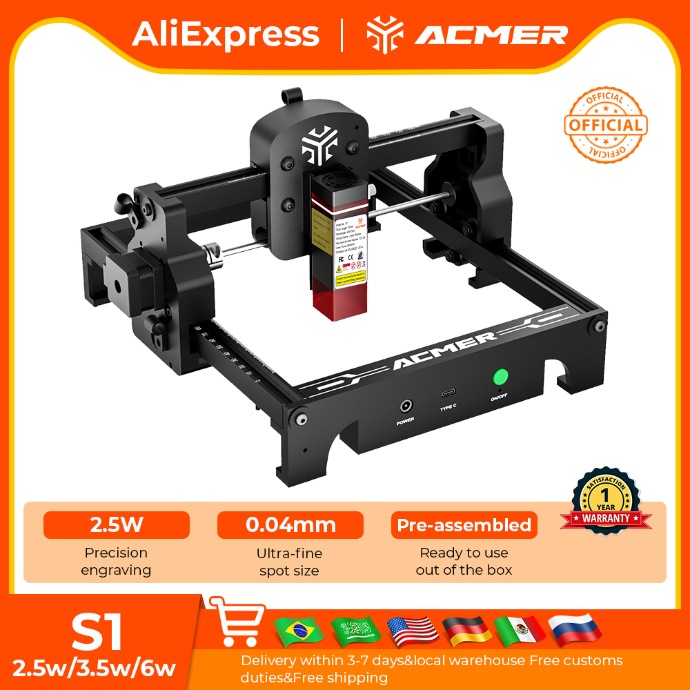 ACMER S1 Mini Laser Engraving  – обзор и цена Industrial Laser Engraving Machine