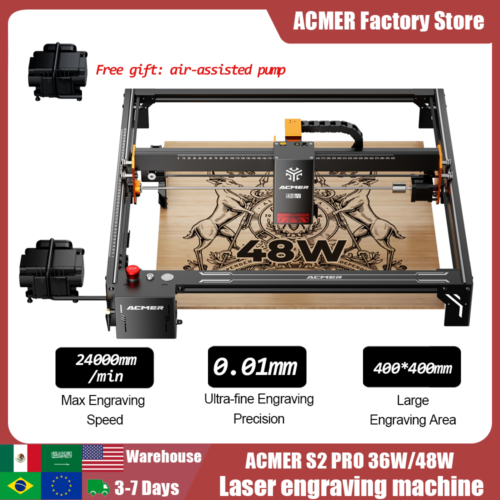 ACMER S2 PRO 36W/48W Laser Eng – обзор и цена Industrial Laser Engraving Machine